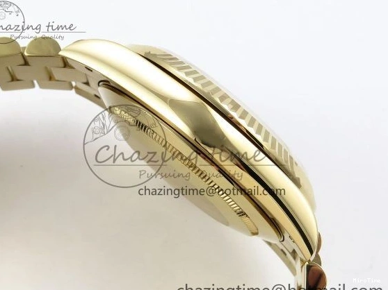 MiroTime 0408 Day Date 40 YG JDF Gain Weight 904L Steel White Roman Dial on President Bracelet VR3255 V Functional 1369